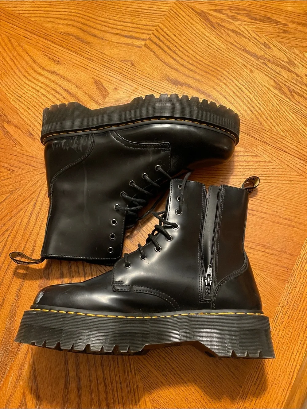 Dr Martens Airwair Jadon Black Leather Lace-Up Combat Boots - Men